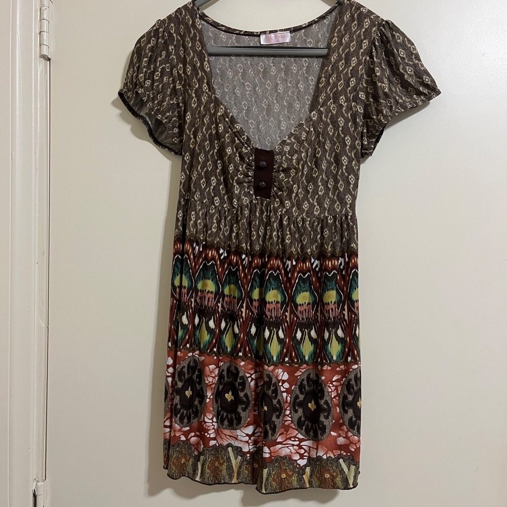 Y2K CoCo Nut Women Babydoll Top Small USA Festival Boho Hippie Indie Groovy Folk